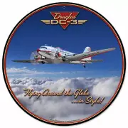 Douglas Aircraft DC-3 Flagship NEW Metal Sign 28" Diameter AMERICAN STEEL