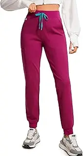 [POPVIOLET] High Waisted Jogger Medical Scrub Pants Women - 7 Pockets Stretch Knit Drawstring Yoga Waistband Slim Fit Pants