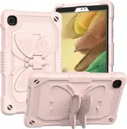 For Samsung Galaxy Tab A7 Lite 2021 8.7 Inch Tablet SM-T225 / T220 Butterfly Fancy Shockproof Heavy Duty Kickstand Case Cover (Pink)