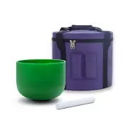 8 inch F Note Heart Chakra Green Frosted Quartz Crystal Singing Bowl with Case