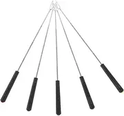 5Pcs Telescopic Forks Stainless Steel Grilling Utensils with Colorful Plastic Handles for Camping Outdoor Roasting Hot Dogs and Marshmallows