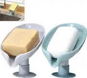 2 Piece Holder Self Draining Soap Dish Holder,Not Punched Easy Clean Bar Soap Holder,with Suction Cup Soap Dish