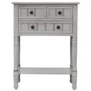 Qualler Console Table 31.1" H X 24" L Rectangle Gray Wash Wood 3-Storage Drawers