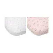 2 Pack 225 Thread Count Organic Cotton Fitted Bassinet Sheets - Bunny Print