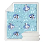 Snowflakes Winter Owl Penguin Pattern Throw Blanket