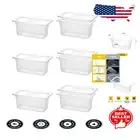 Freezer & Microwave Safe Polycarbonate Food Pans, 6 Pack - 1/3 Size, 6'' Deep