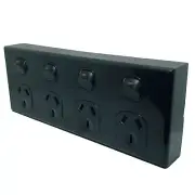 3A AU Quad Power Point 10A 250v - 4 Gang GPO Socket Outlet - Black