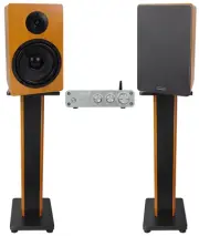 Rockville BLUAMP 21 Bluetooth Home Audio Receiver+(2) 6.5" Wood Speakers+Stands