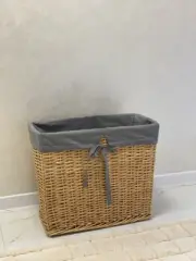 NEW! lined wicker laundry basket woven laundry hamper Handwoven Storage Basket