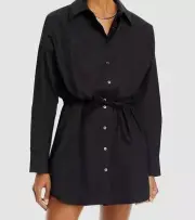 Alexander Wang Women's Black Front Button Mini Shirt Dress Size X-Large