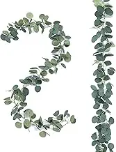 2 Pack Artificial Eucalyptus Garland,Faux Silk Eucalyptus Leaves Hanging Vines Garland Greenery Decor for Party,Home,Wedding Backdrop Arch,Wall,Office