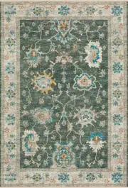 2x8 Dalyn Green Floral Runner MB6 - Aprx 2' 3" x 7' 6"