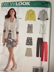 New Look 6035 Blazer, Sleeveless Top, A-Line Skirt & Career Pants Sz 4-16 UNCUT