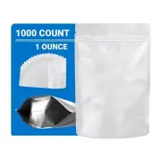Loud Lock Mylar Bags 1,000 Count - 1 Ounce All White Zip Seal Bags