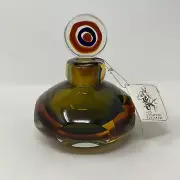 Italian Murano Hand Blown Art Glass Perfume Bottle - Brown Glass - New