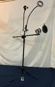 3-in-1 Gooseneck Arms Ring Light, Cell Phone and Mic Holder, Adjustable Tripod