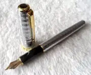 Excellent Silver Circle Parker Sonnet Series Fine (F) Nib Fountain Pens No Box