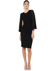 [Montique] Rayne Pleated Shift Dress in Black