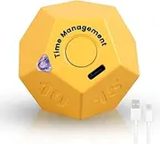 Cube Timer, Portable Rechargeable Mini Time Management Cube 2 Alarm Mode Pomodoro Timer Cube Dodecagon Time Ball with LED Indicator 11 Preset Time for Cooking Study Workout (Yellow)