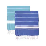 Nicola Spring Turkish Cotton Towels - Blue / Navy - Set Of 4