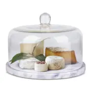 Cake Stand with Dome Glass Lid Cover, Marble Base Cake Plate Serving Platter