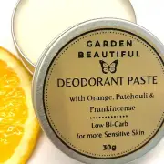 Natural Deodorant Paste 30g | Orange, Patchouli & Frankincense Scent| Low Bicarb