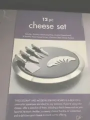 COLIN COWIE NEW IN BOX 12 PC CHEESE SET SS TRAY, MARBLE BOARD,KNIFES MARKERS NOS