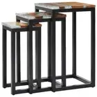 3pcs Set Wood Resin Nesting Coffee Tables Lounge Sofa Side Storage Stand Black