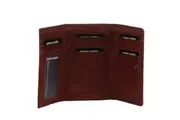 Pierre Cardin Womens Leather Wallet Stich Design Large Tri-Fold in Tan Brown