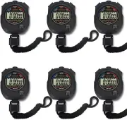 6 Pack Multi-Function Electronic Digital Sport Stopwatch Timer, Large Display wi