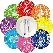 Havawish 104 Pieces Fiesta Paper Place Mats 13" Mexican Papel Picado Fiesta Disposable Placemat Donkey Tacos Cactus Pinata Round Table Mat for Mexican Fiesta Party Supplies Tableware Decoration