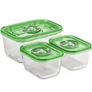 3 in 1 Glass Food Vacuum Canister Container 0.5L x2 / 1.5L x1 Set BPA Free