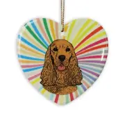 Cocker Spaniel Heart Ornament - Ceramic Blonde