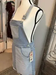 LEVI'S Denim Jumper Girls 12 Blue Overall Skirt Jean Skirtall Dungaree NWT