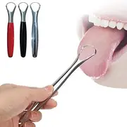 Sliver Tongue Scraper, Tongue Cleaner Cure Bad Breath,Metal Tongue Scraper for Adults, Stainless Steel Tongue Scraper,Professional Tongue Cleaner for Fresh Breath and Oral Care,Easy and Convenient