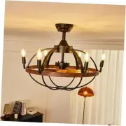 27.6" Farmhouse Ceiling Fan with Light and Remote Control, Vintage Cage Candle
