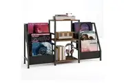 Giantex Vinyl Storage Record Player Stand w/6 Storage Pockets & Metal Frame Brown