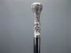 Victorian Style Extra Long Silver Head Handle Walking Stick Wooden cane 92 cm