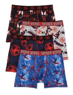 4 Pack Spider-Man Boxer Briefs Underwear Size 6 Medium Athletic Stretch New
