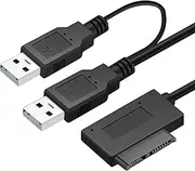 USB 3.0 to 7+6 13 Pin Slimline SATA Adapter Cable, USB 2.0 to SATA Cable, Hot Swapable, for Laptop CD DVD ROM Optical Drive