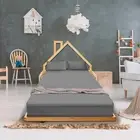 Pine Wood Floor Bed House Frame for Kids and Toddlers in King Single