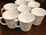Corelle Corning "Blue Wreath" Coffee Cups Mugs Set of 8 Green NEW