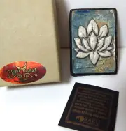 Raku Pottery MEDALLION Pendant for Necklace / Ornament Lotus by Jeremy Diller