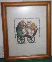 BEARS/Quilt Scripture Finished Framed Cross Stitch 9"x11" Handmade Psalm 133:1