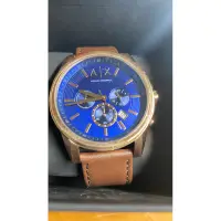 在飛比找蝦皮購物優惠-l Armani Exchange AX 棕皮革錶帶 湛藍 