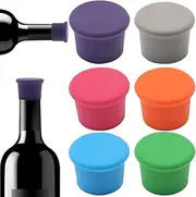 6PCS Reusable Silicone Wine Corks, Glass Corks Beverages Beer Champagne Bottle Stoppers to Keep Fresh