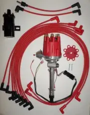 Small Cap CHEVY CORVETTE Tach Drive RED HEI Distributor+Black Coil+wires under