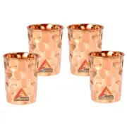 Pure Copper Handmade Water Drinking Glass Tumbler For Health Benefits Set Of 4
