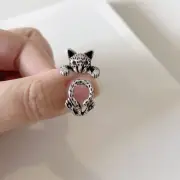 Vintage Style 925 Sterling Silver Kitty Ring Unique Cat Ring