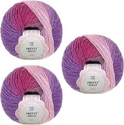 Pretty Jolly 3 Skeins Rainbow Wool Yarn - Soft Gradient, Self-Striping, Multi Color for Crochet & Knitting - Single Ply - 12#